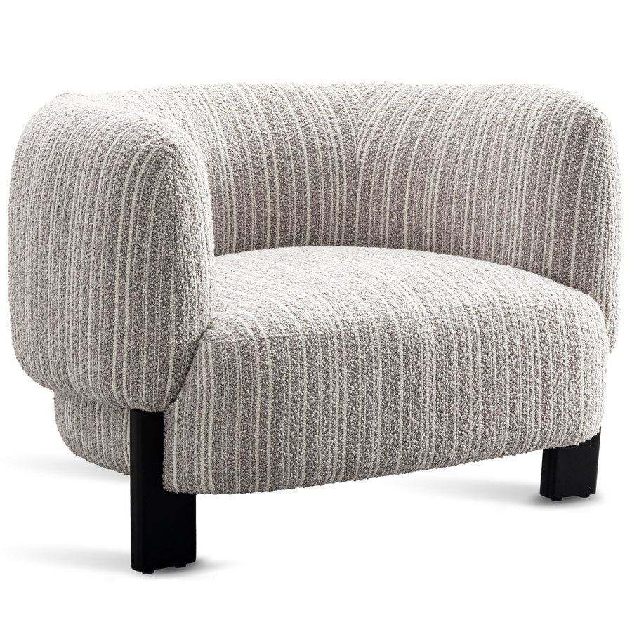Japandi mixed weave fabric 1 seater sofa embrace in white background.