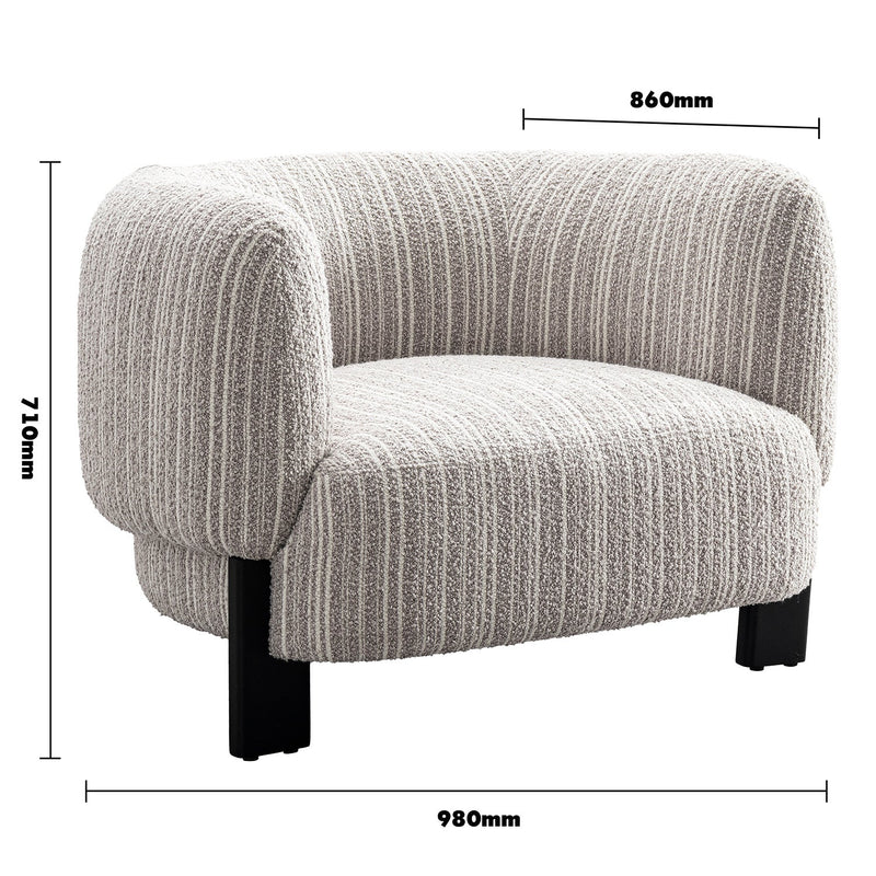 Japandi Mixed Weave Fabric 1 Seater Sofa EMBRACE Size Chart