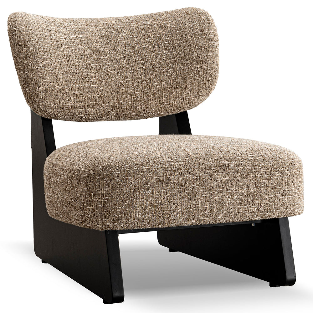 Japandi mixed weave fabric 1 seater sofa lange in white background.