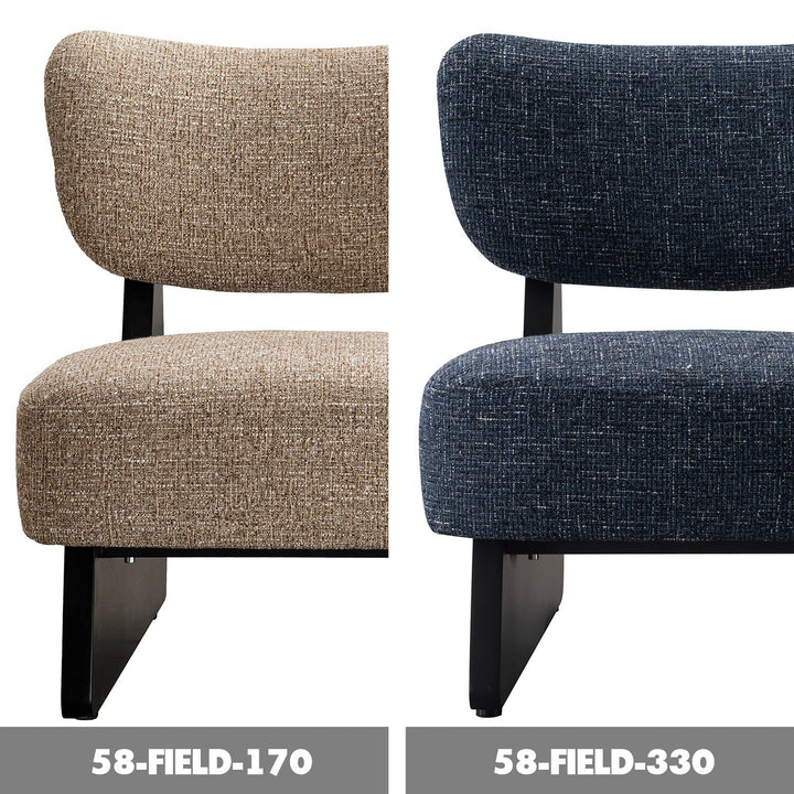 Japandi mixed weave fabric 1 seater sofa lange color swatches.