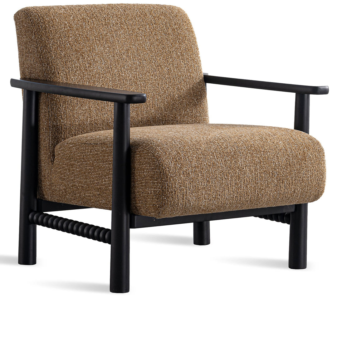 Japandi mixed weave fabric 1 seater sofa neman in white background.