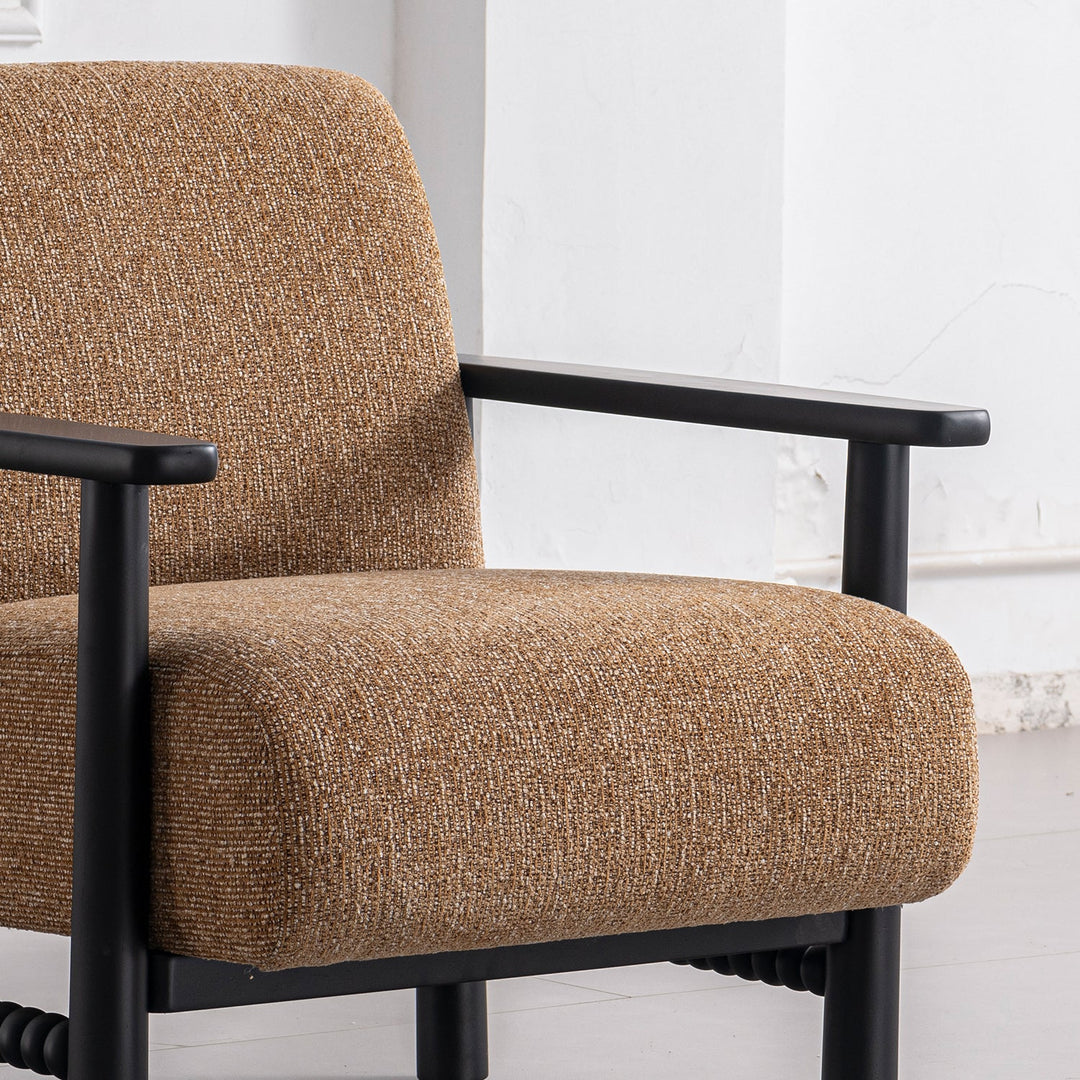 Japandi mixed weave fabric 1 seater sofa neman in real life style.