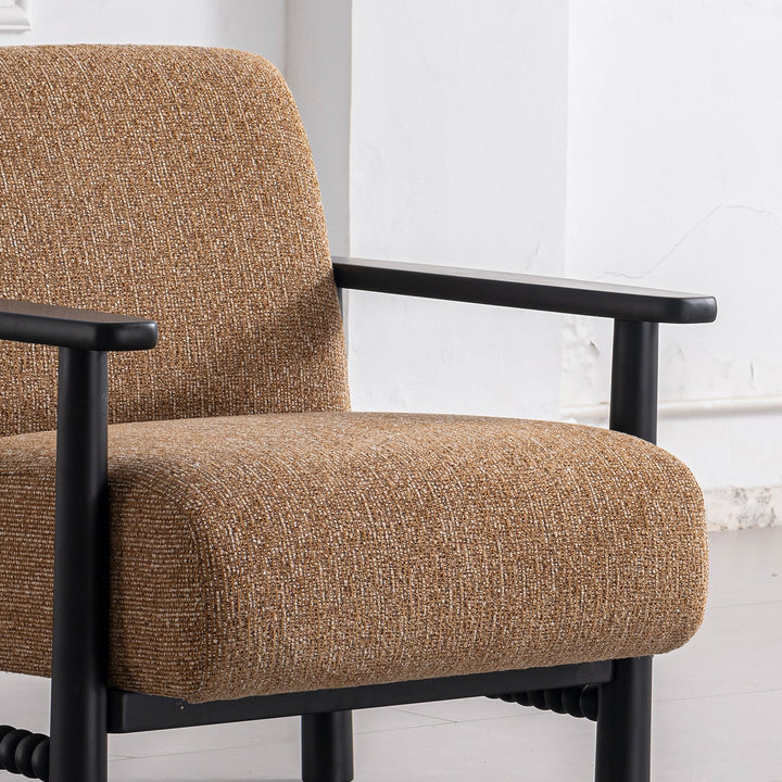 Japandi mixed weave fabric 1 seater sofa neman in real life style.