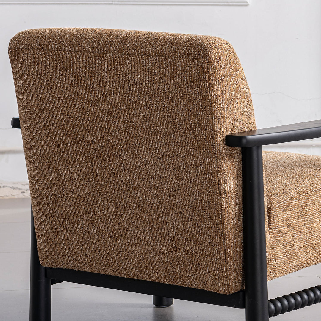 Japandi mixed weave fabric 1 seater sofa neman with context.