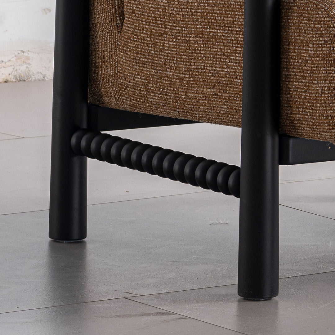 Japandi mixed weave fabric 1 seater sofa neman in details.