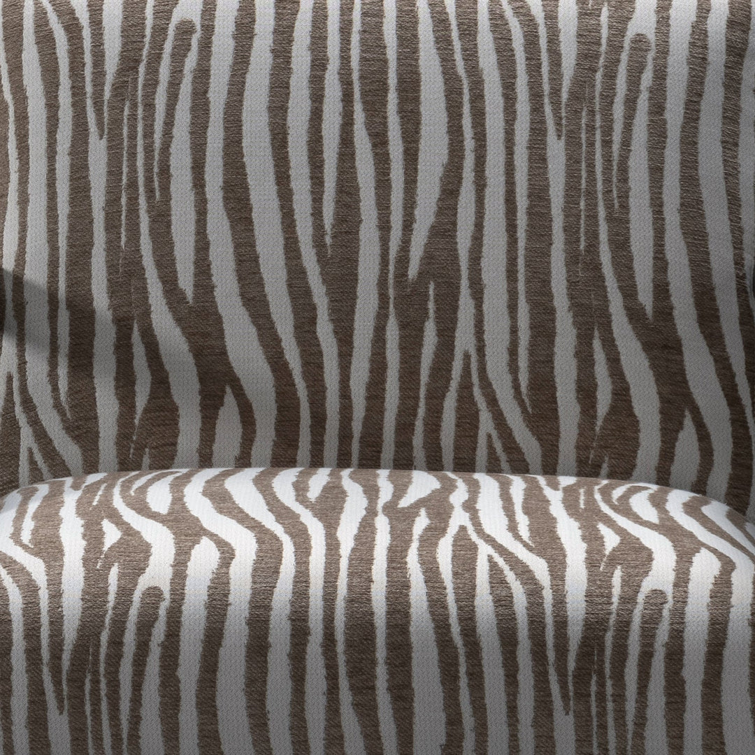 Japandi mixed weave fabric 1 seater sofa stua in panoramic view.