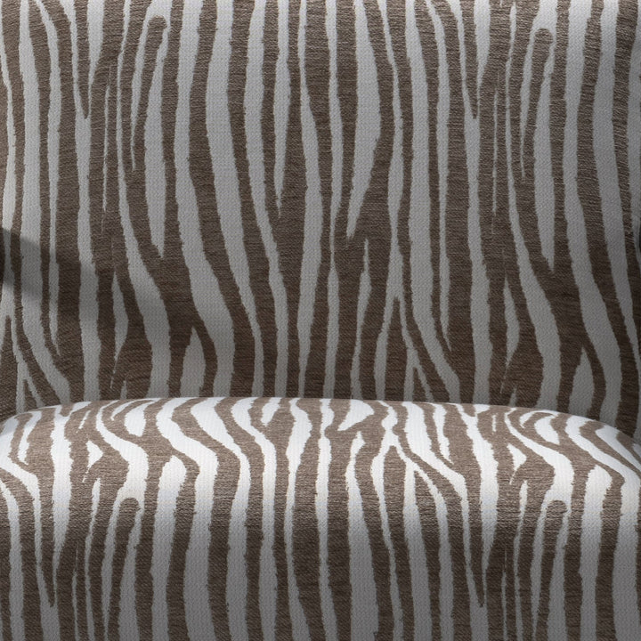 Japandi mixed weave fabric 1 seater sofa stua in panoramic view.