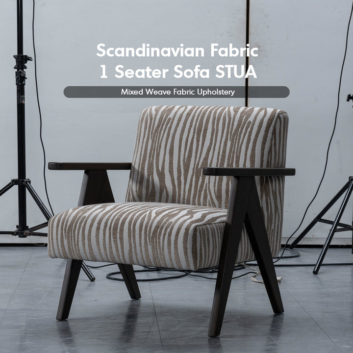 Japandi mixed weave fabric 1 seater sofa stua material variants.