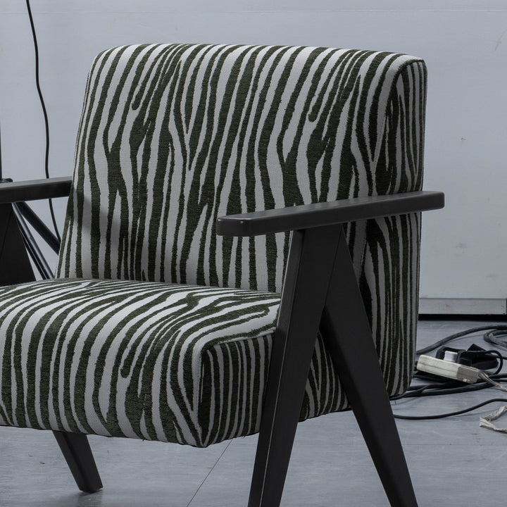 Japandi mixed weave fabric 1 seater sofa stua with context.