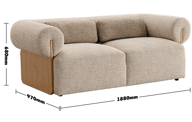 Scandinavian Mixed Weave Fabric 2 Seater Sofa LANGE Size Chart