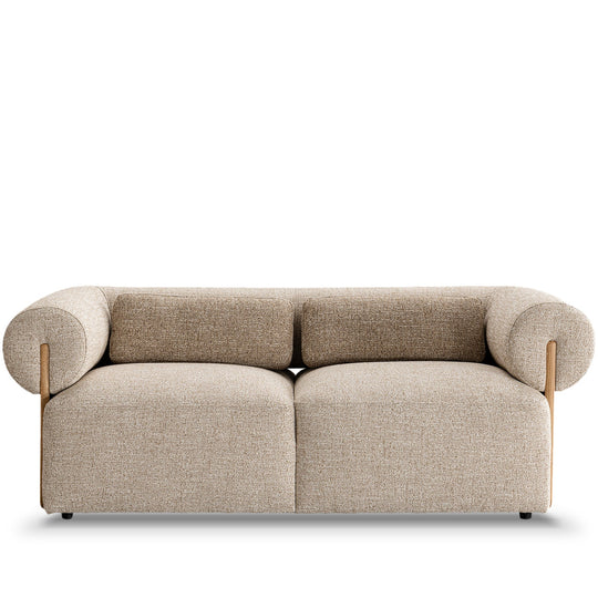 Scandinavian mixed weave fabric 2 seater sofa lange in white background.