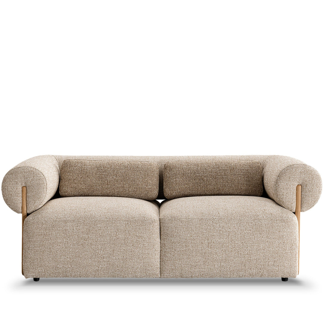 Scandinavian mixed weave fabric 2 seater sofa lange in white background.