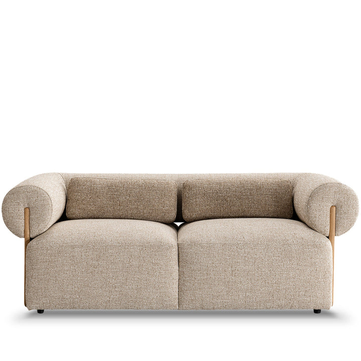 Scandinavian mixed weave fabric 2 seater sofa lange in white background.