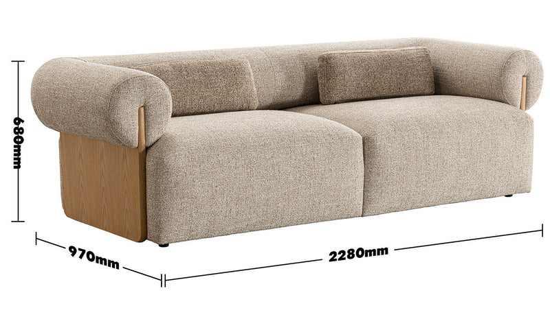 Scandinavian Mixed Weave Fabric 3 Seater Sofa LANGE Size Chart