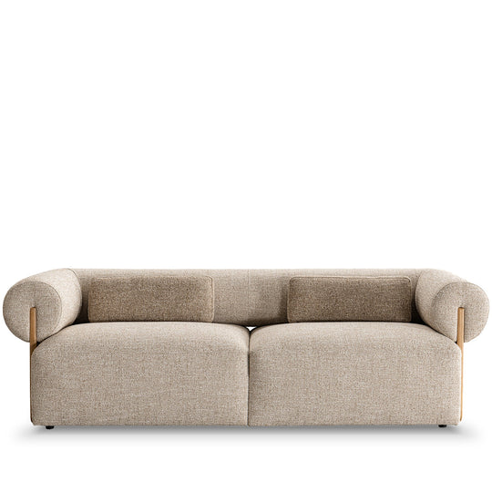 Scandinavian mixed weave fabric 3 seater sofa lange in white background.