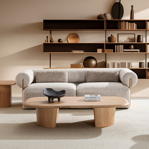 Scandinavian Mixed Weave Fabric 3 Seater Sofa LANGE Good to Know Preview-1