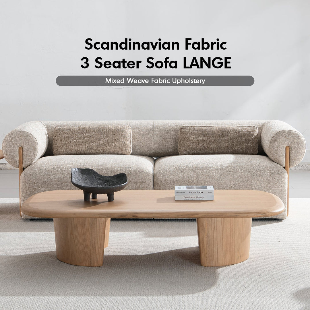 Scandinavian mixed weave fabric 3 seater sofa lange in real life style.