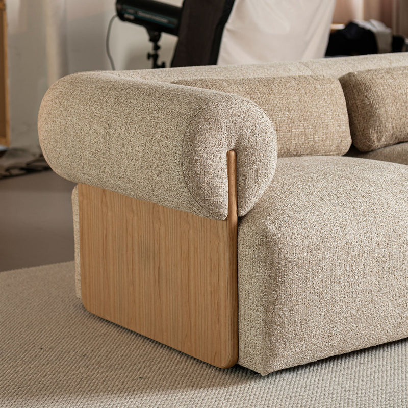Scandinavian Mixed Weave Fabric 3 Seater Sofa LANGE Material Details Chart