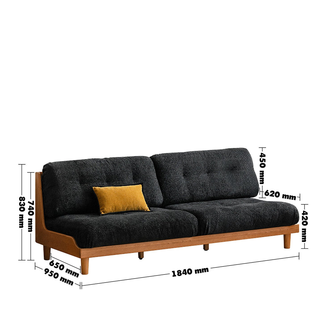 Scandinavian Mixed Weave Fabric Cherry Wood 2 Seater Sofa UNDERMOON