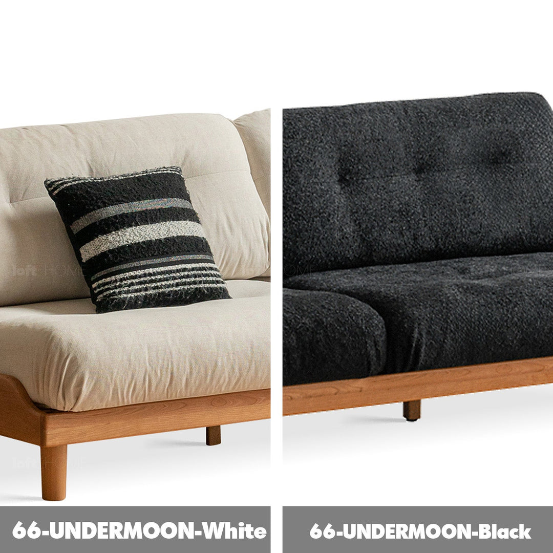 Scandinavian Mixed Weave Fabric Cherry Wood 2 Seater Sofa UNDERMOON