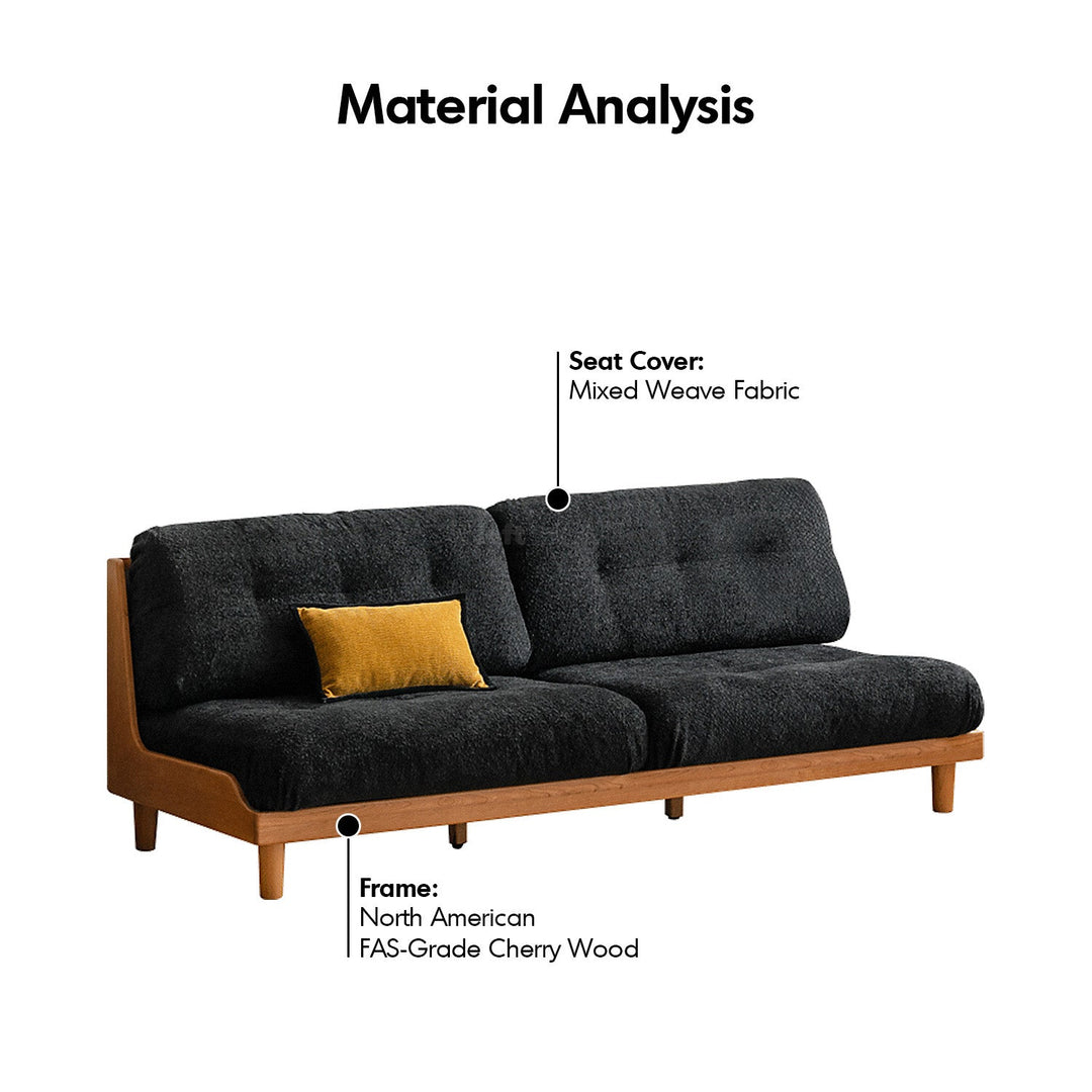 Scandinavian Mixed Weave Fabric Cherry Wood 2 Seater Sofa UNDERMOON