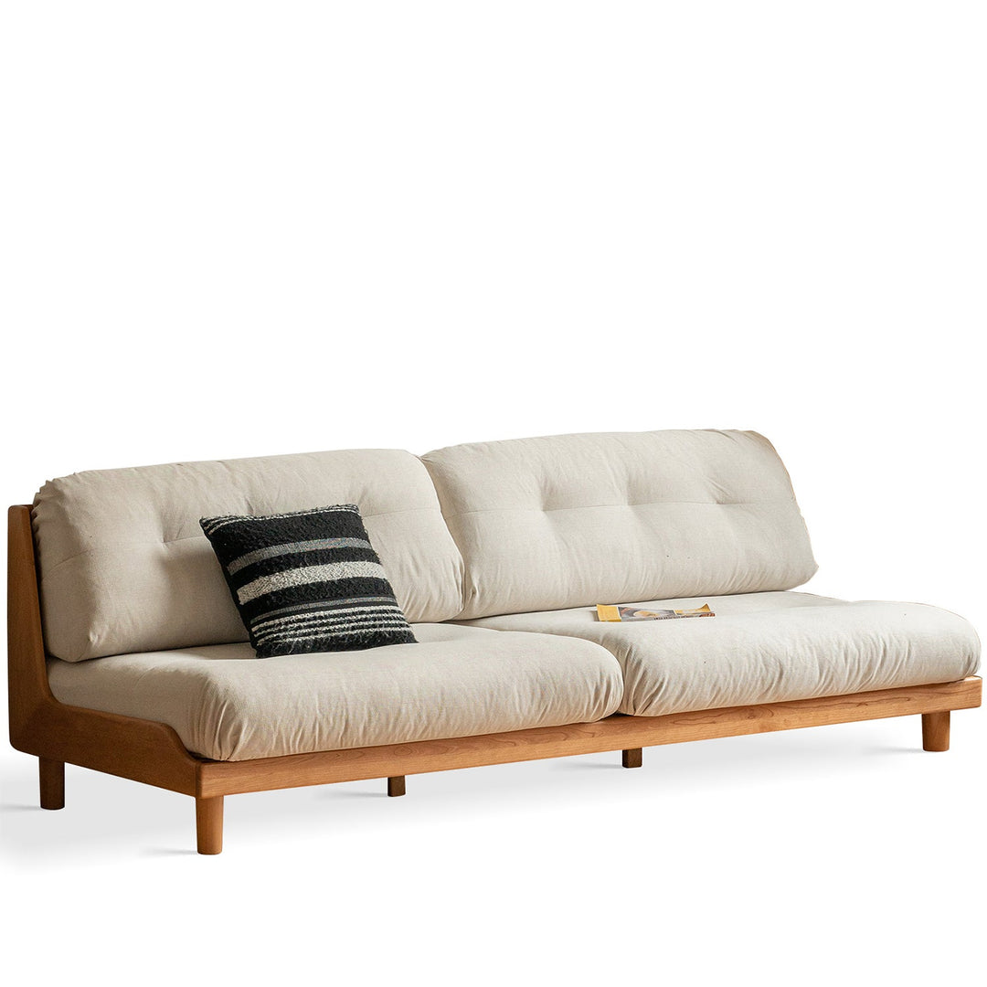 Scandinavian Mixed Weave Fabric Cherry Wood 3 Seater Sofa UNDERMOON