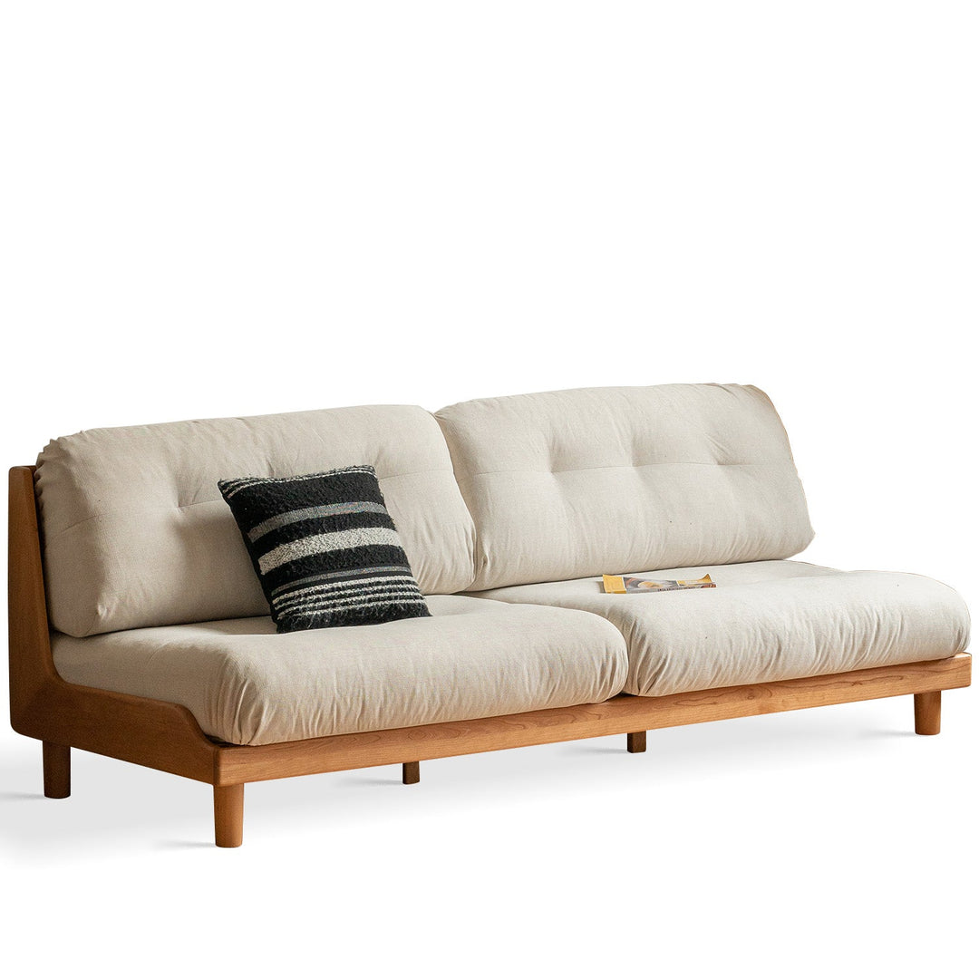 Scandinavian Mixed Weave Fabric Cherry Wood 3 Seater Sofa UNDERMOON