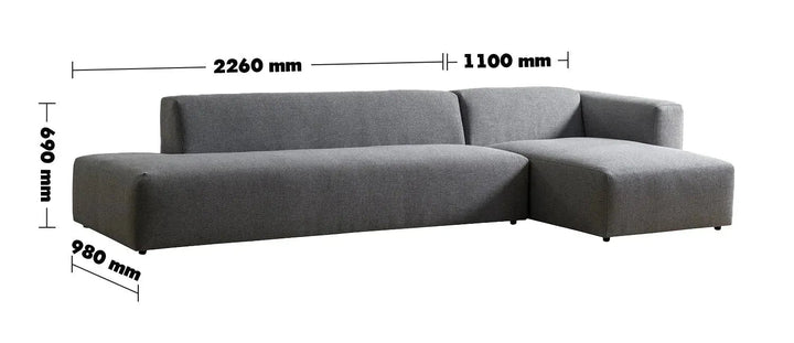 Minimalist mixed weave fabric l shape sectional sofa pavilion 3+l in panoramic view.
