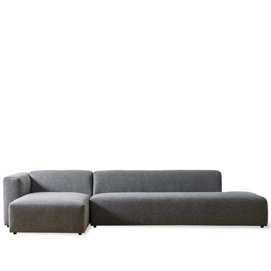 Minimalist mixed weave fabric l shape sectional sofa pavilion 3+l in white background.