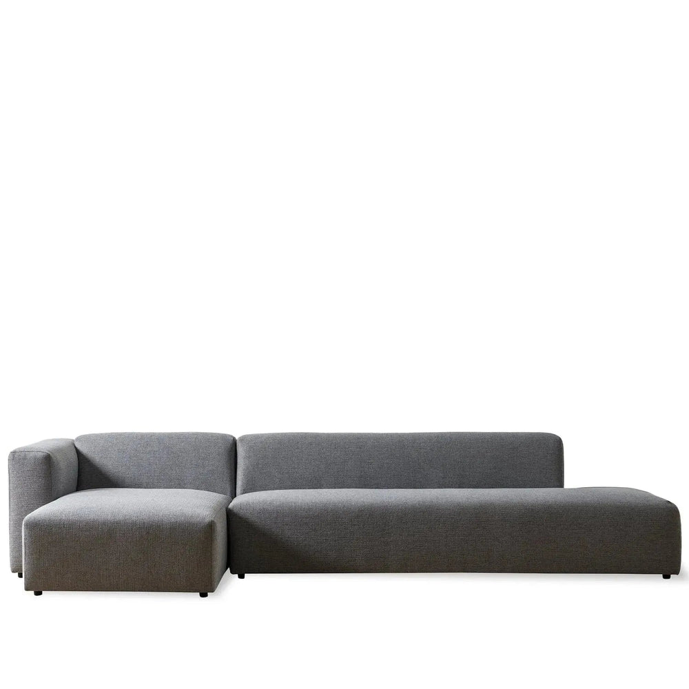 Minimalist mixed weave fabric l shape sectional sofa pavilion 3+l in white background.