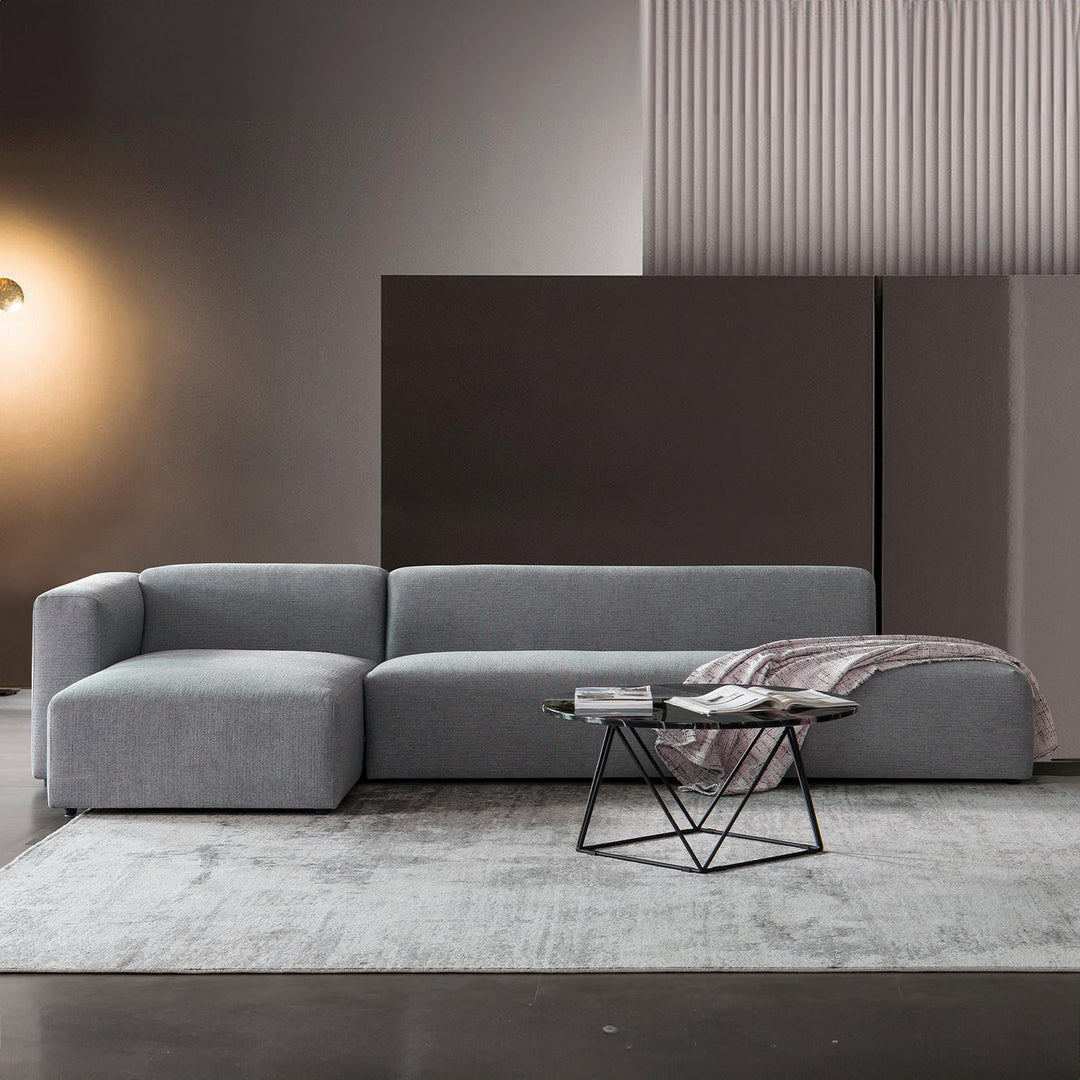 Minimalist Mixed Weave Fabric L Shape Sectional Sofa PAVILION 3+L