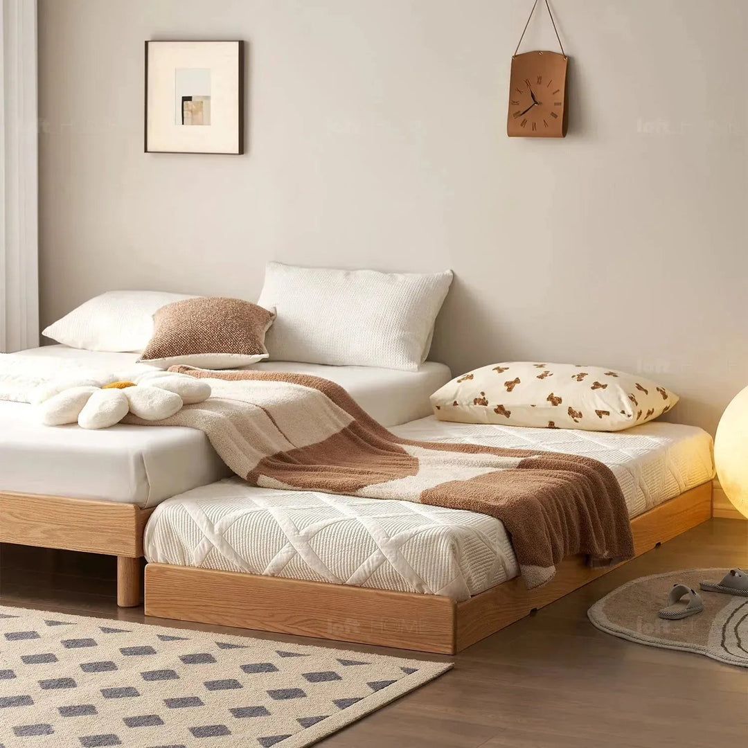 Scandinavian oak wood platform bed grimm detail 9.