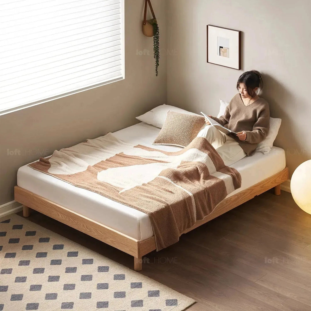 Scandinavian oak wood platform bed grimm detail 10.