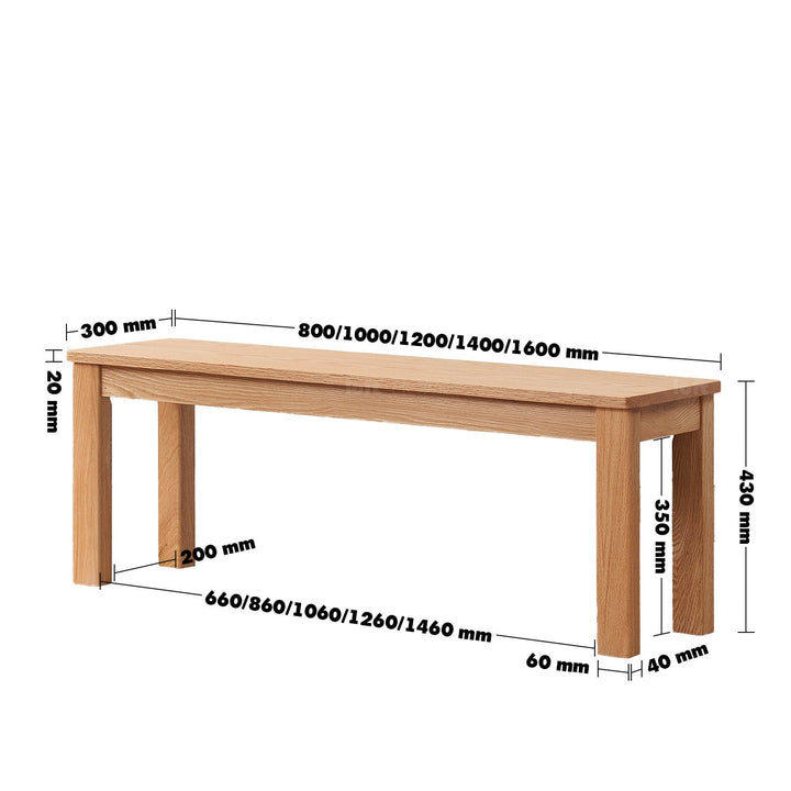 Scandinavian Oak Wood Dining Bench LIGNA