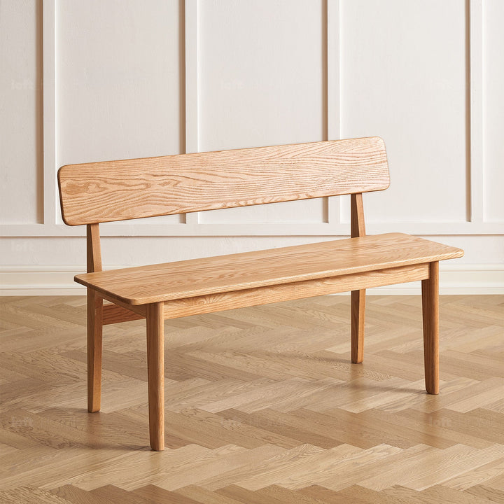Scandinavian Oak Wood Dining Bench With Backrest RESTLY