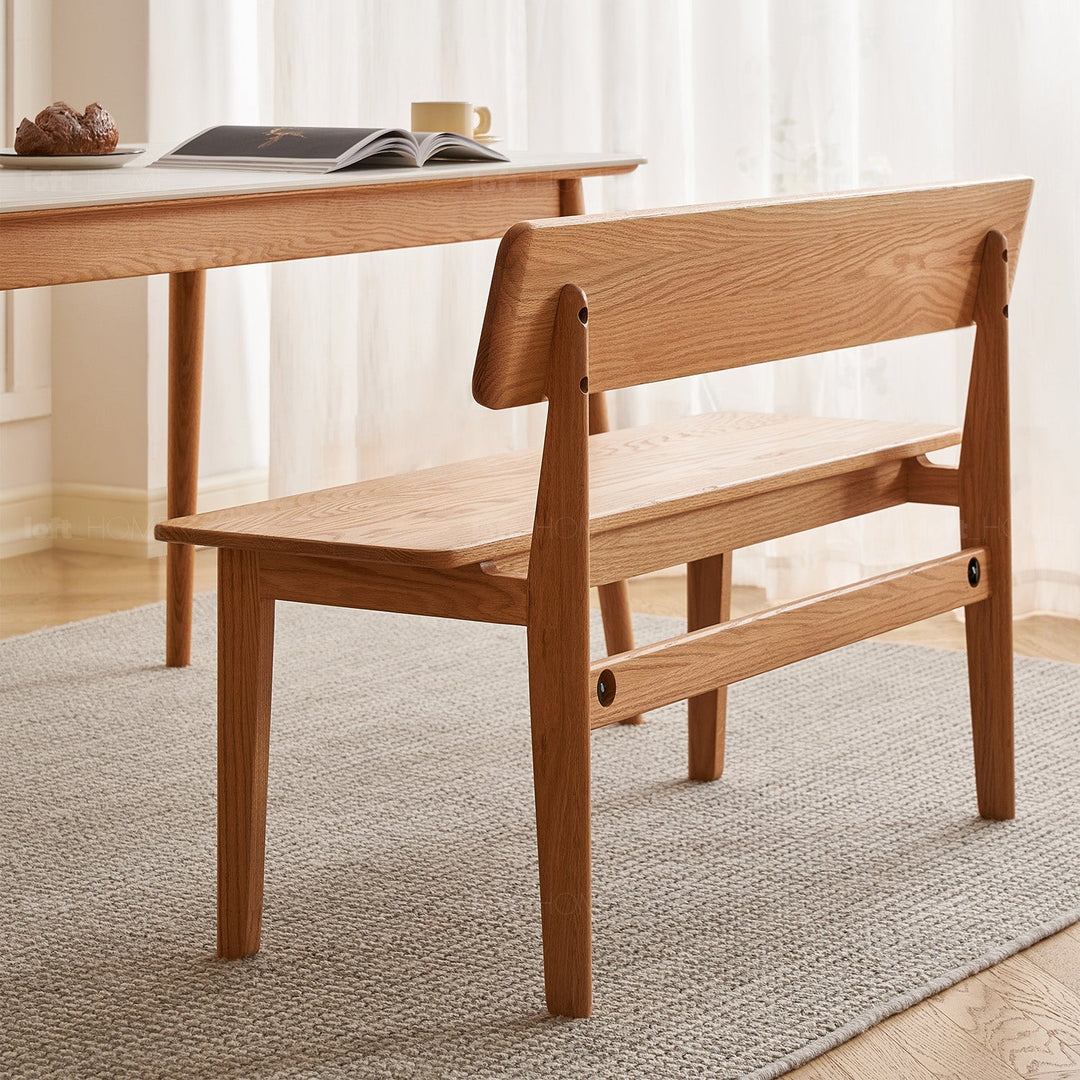 Scandinavian Oak Wood Dining Bench With Backrest RESTLY
