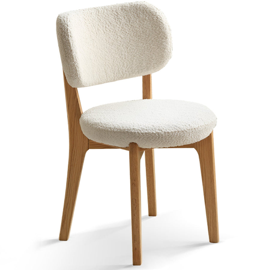 Scandinavian Oak Wood Boucle Fabric Cover Removable Dining Chair CLOUD