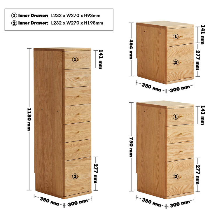 Scandinavian Oak Wood Chest Of Drawers LINE