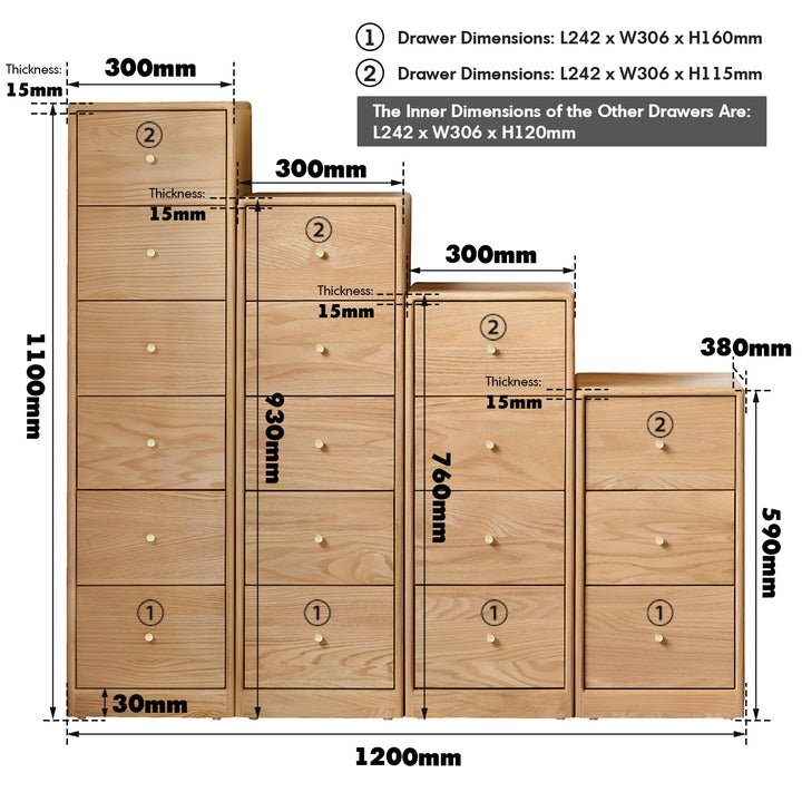 Scandinavian Oak Wood Chest Of Drawers STACK