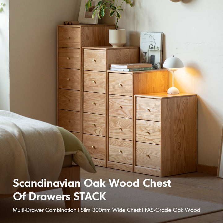 Scandinavian Oak Wood Chest Of Drawers STACK