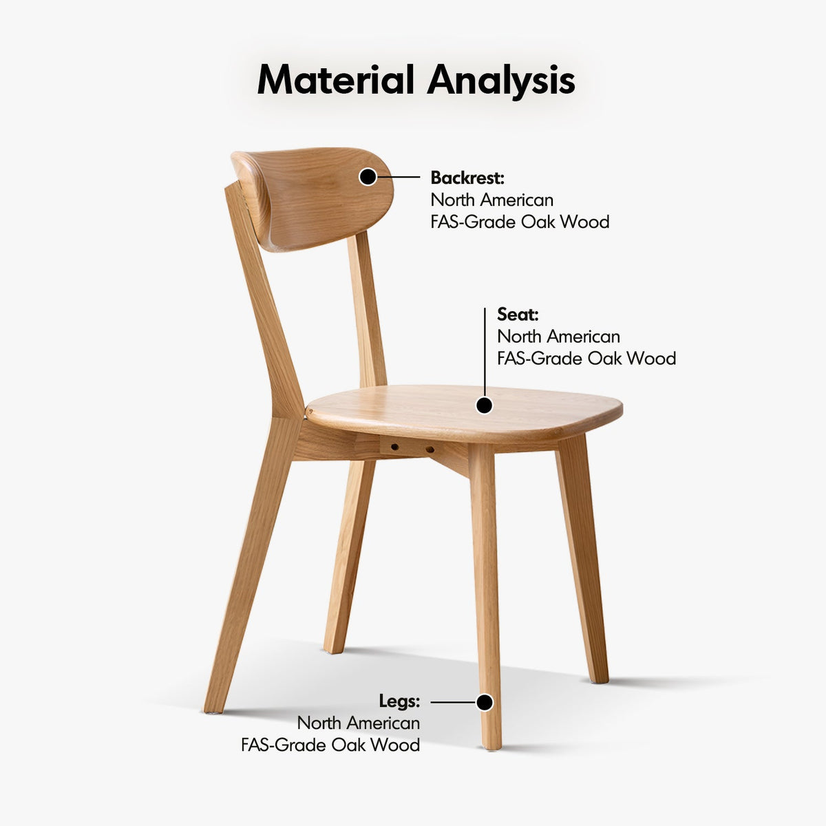 Scandinavian oak wood dining chair elm detail 3.