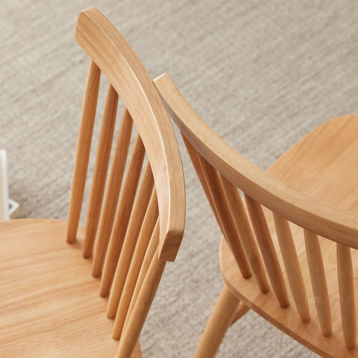 Scandinavian rubber wood dining chair windsor in still life.