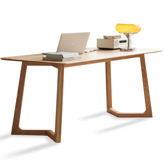Scandinavian oak wood dining table berlin in white background.