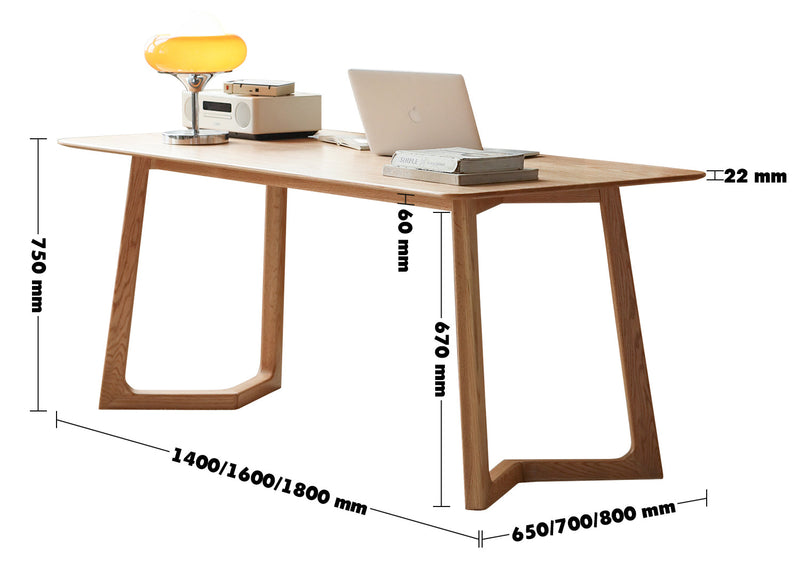 Scandinavian Oak Wood Dining Table BERLIN Size Chart