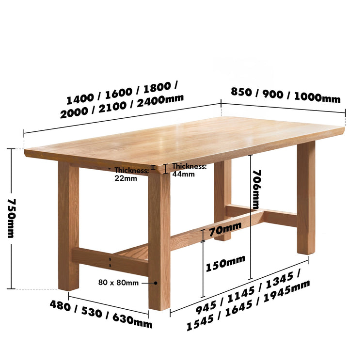 Scandinavian Oak Wood Dining Table HAVEN