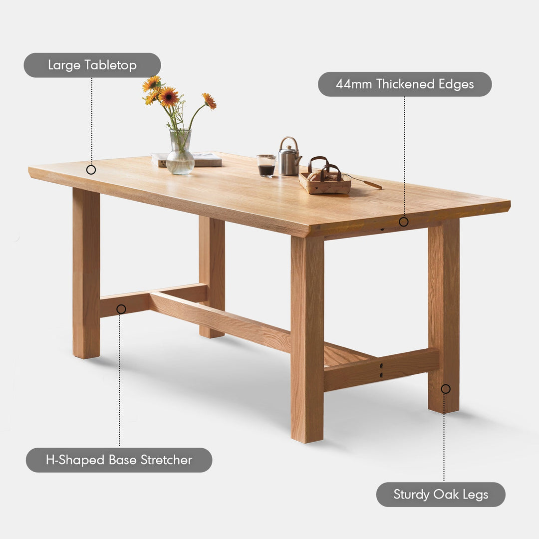 Scandinavian oak wood dining table haven with context.