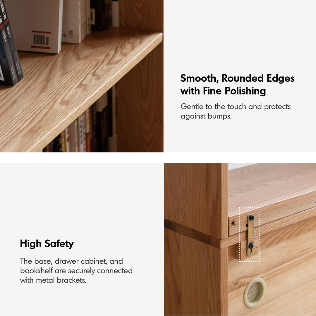Scandinavian oak wood bookshelf shelfix in still life.