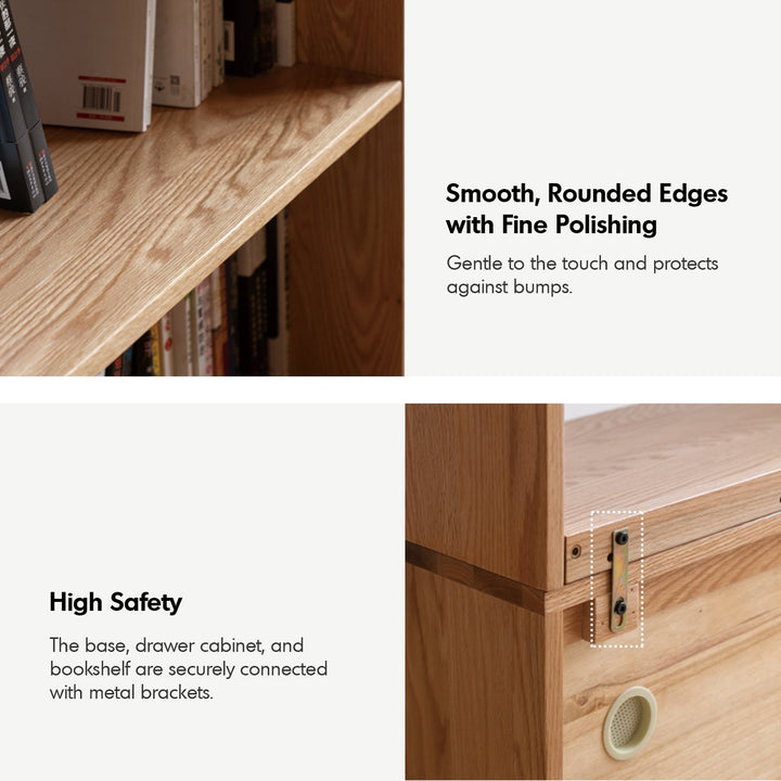 Scandinavian oak wood bookshelf shelfix in still life.