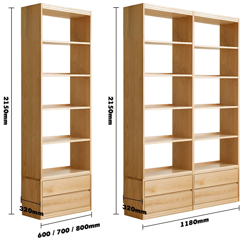 Scandinavian oak wood bookshelf shelfix size charts.
