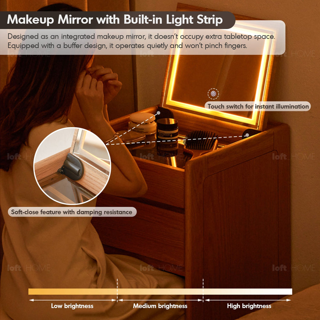 Scandinavian Oak Wood Dressing Table CLASSIC GLAM